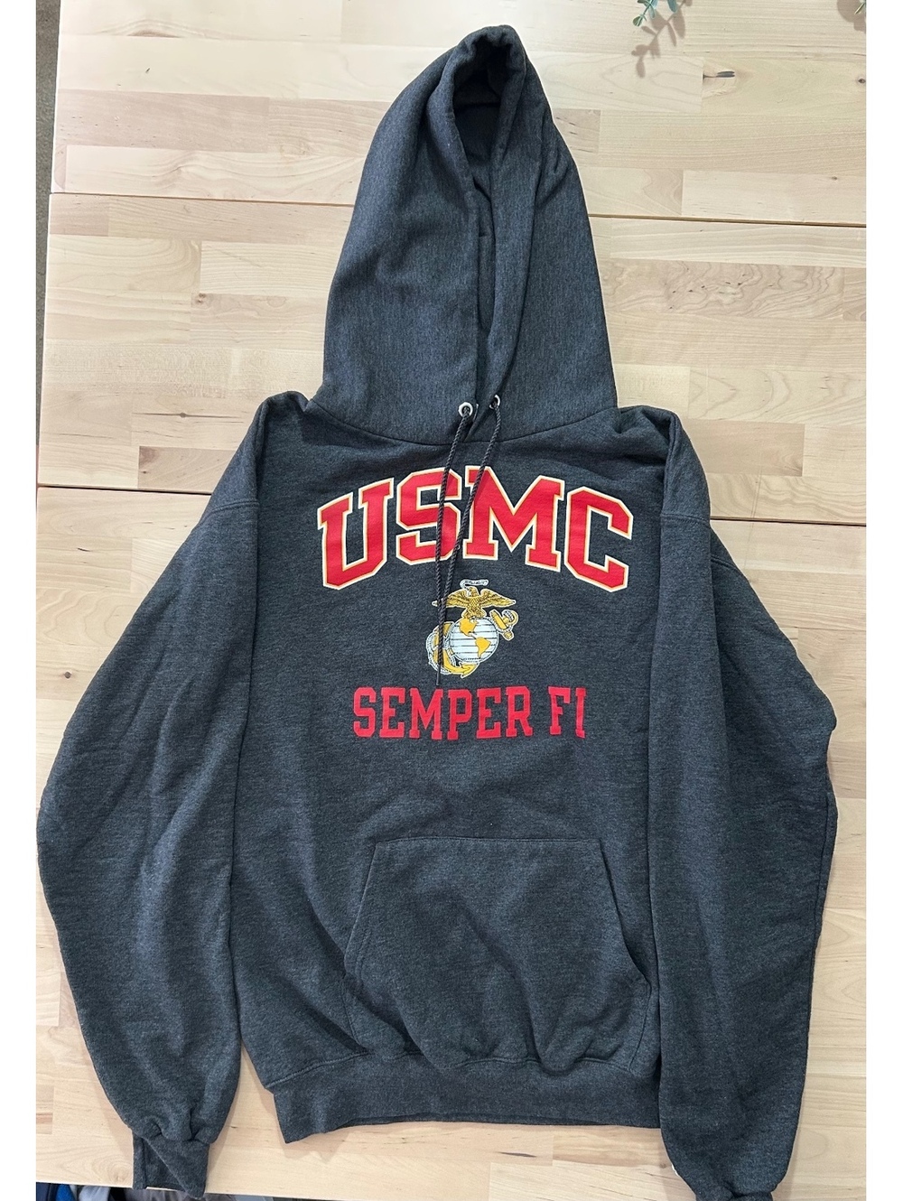 Champion USMC Semper Fi Charcoal Grey Hoodie - Size M